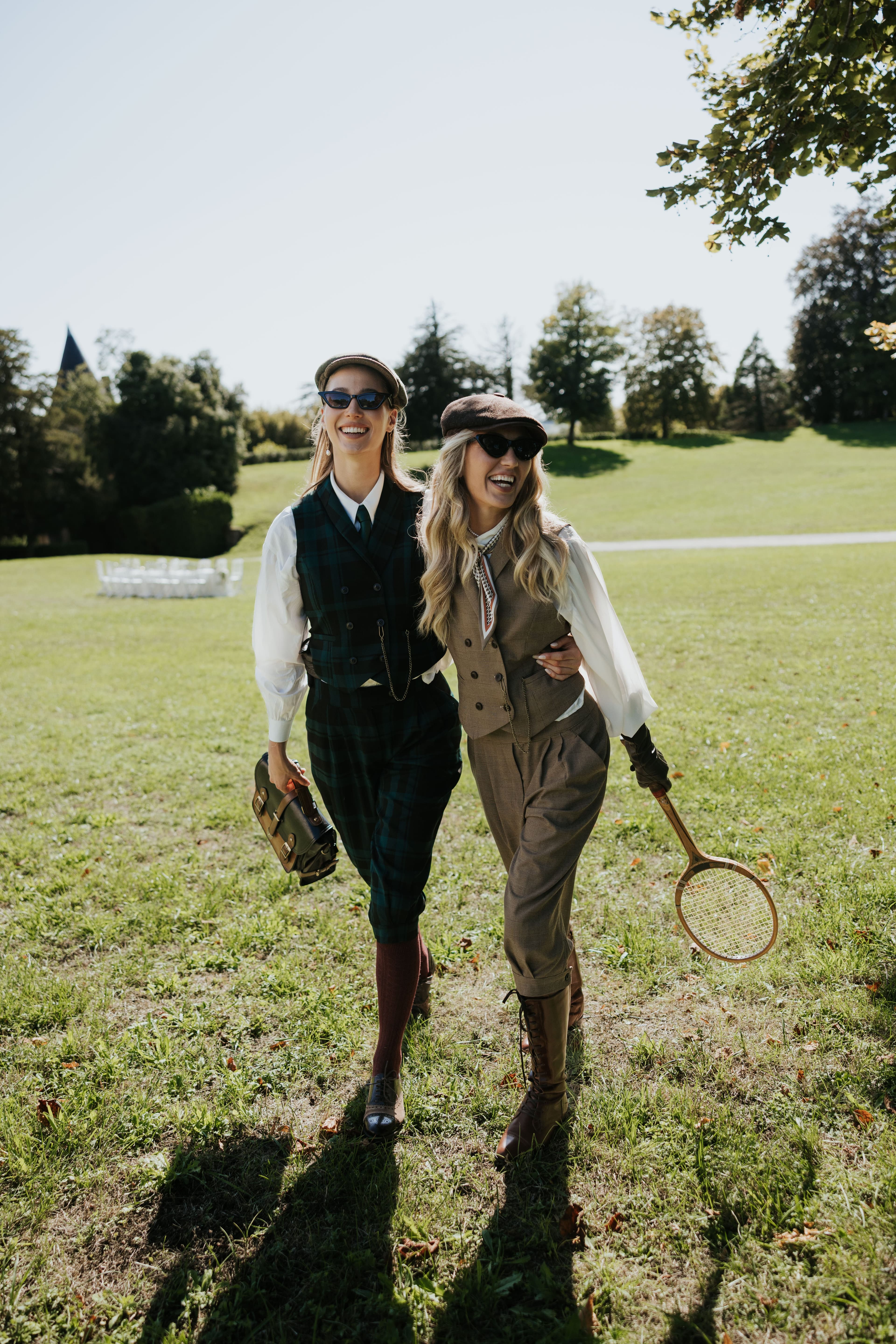 Two friends on the lawn