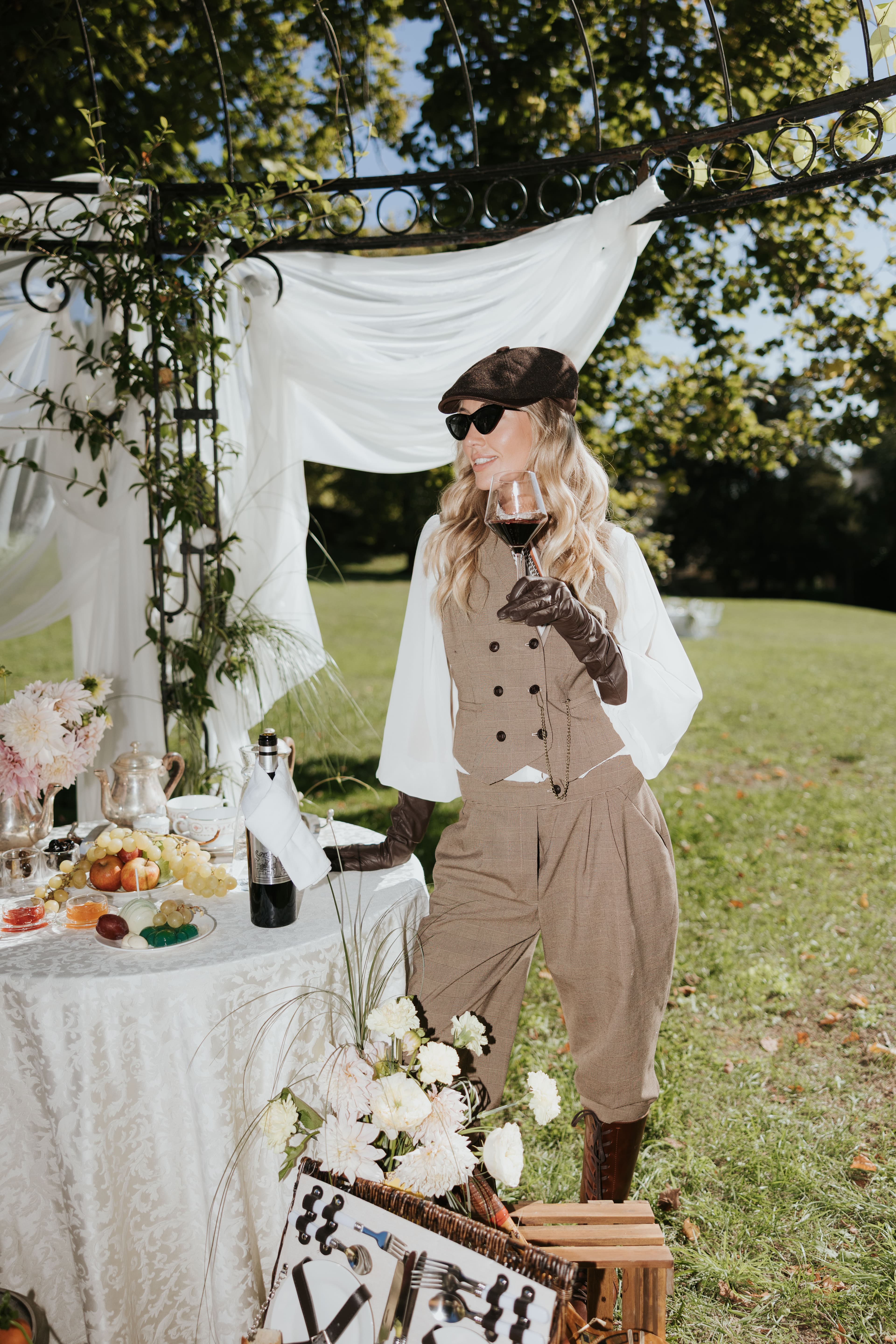 A glass of wine in the garden