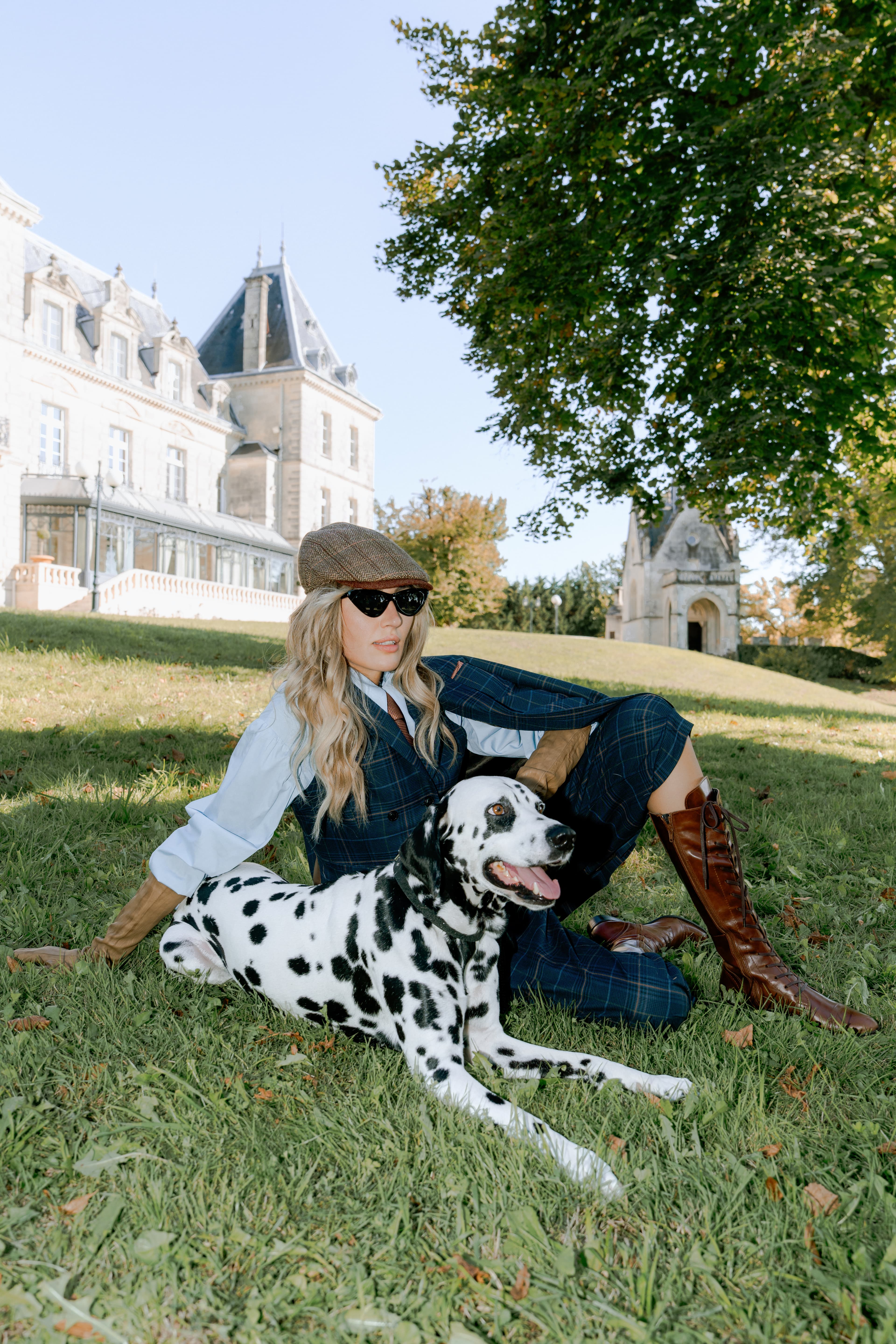 On the lawn with a dalmatian