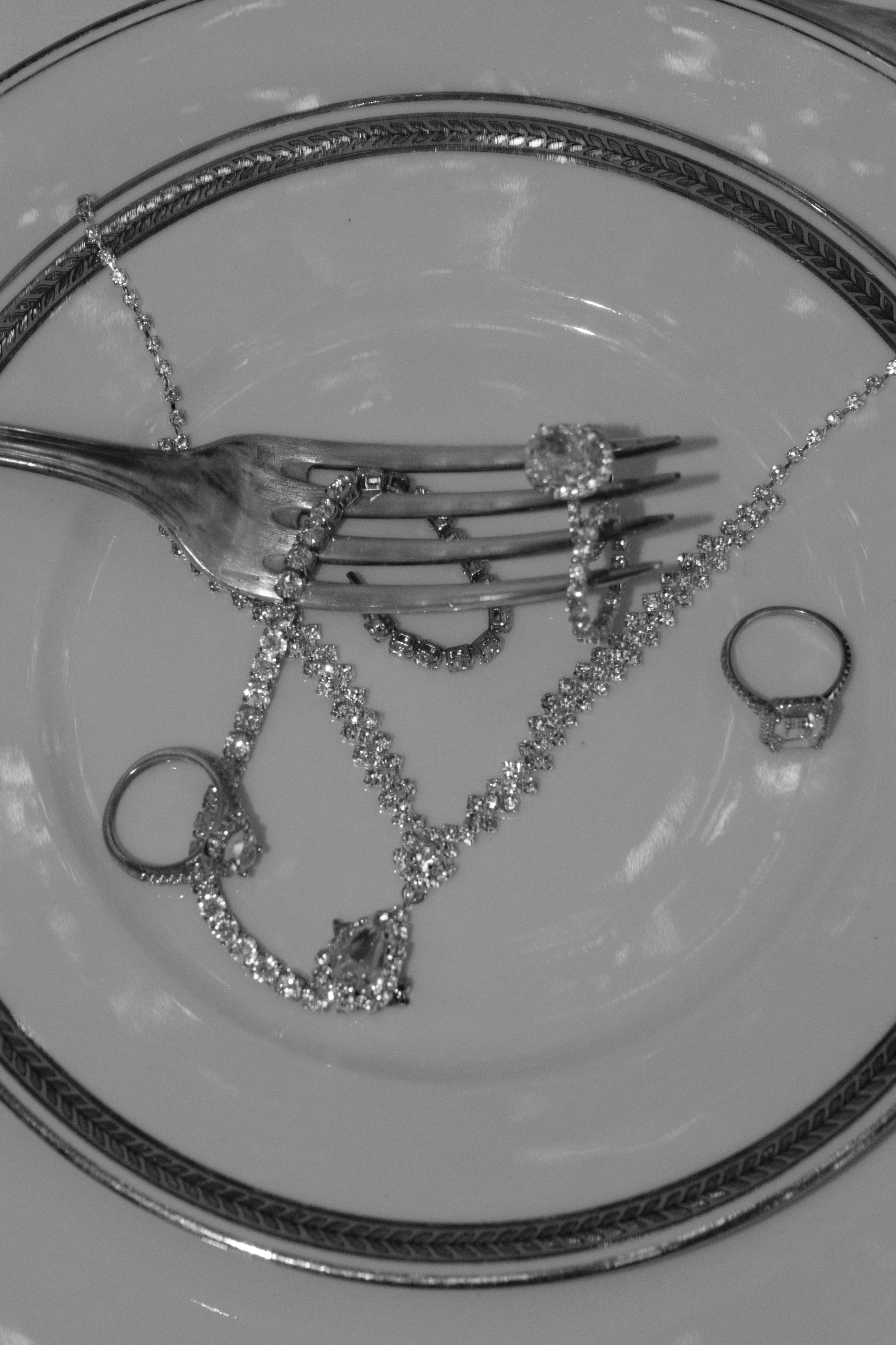 Diamonds on silver
