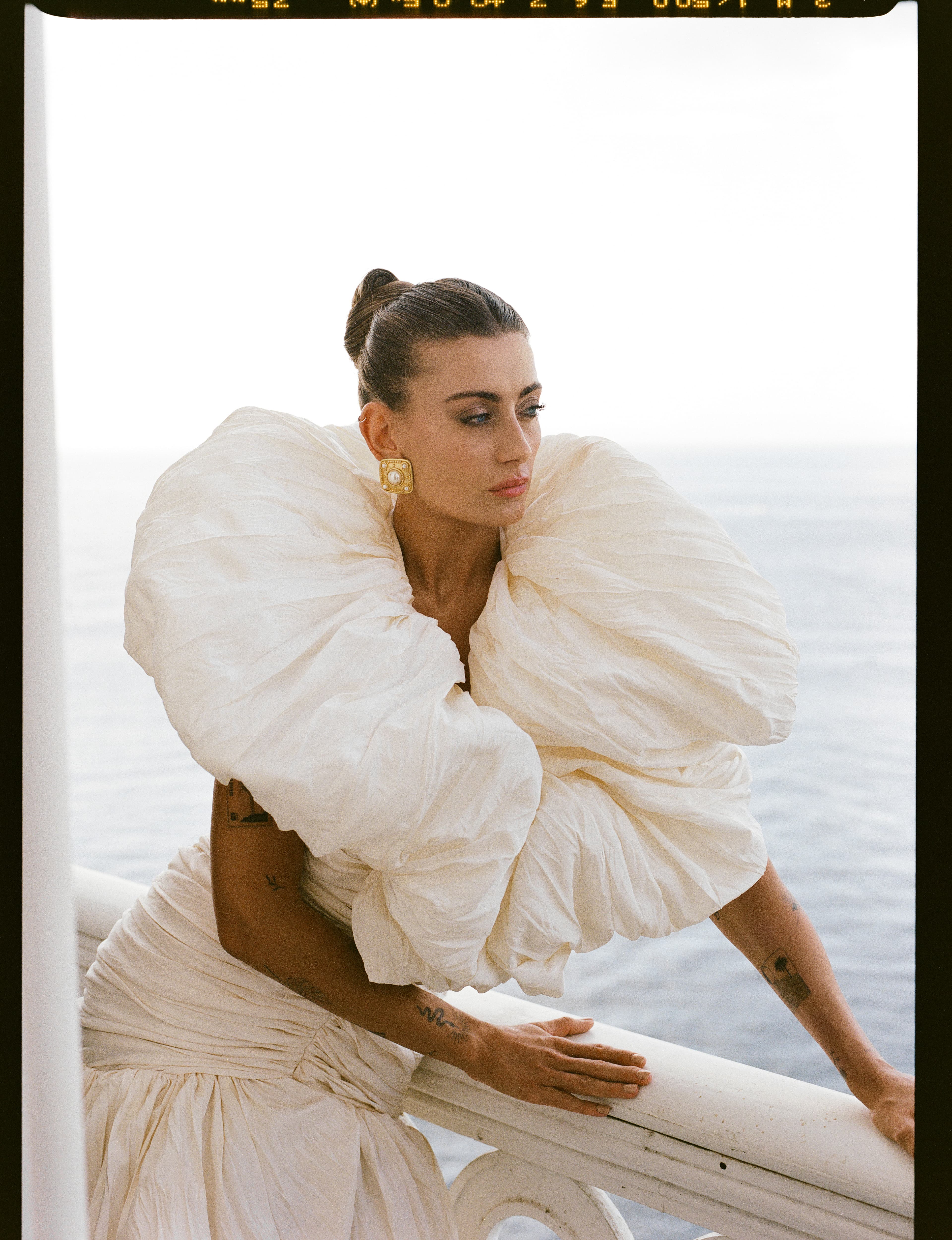 Editorial bridal portrait at sea