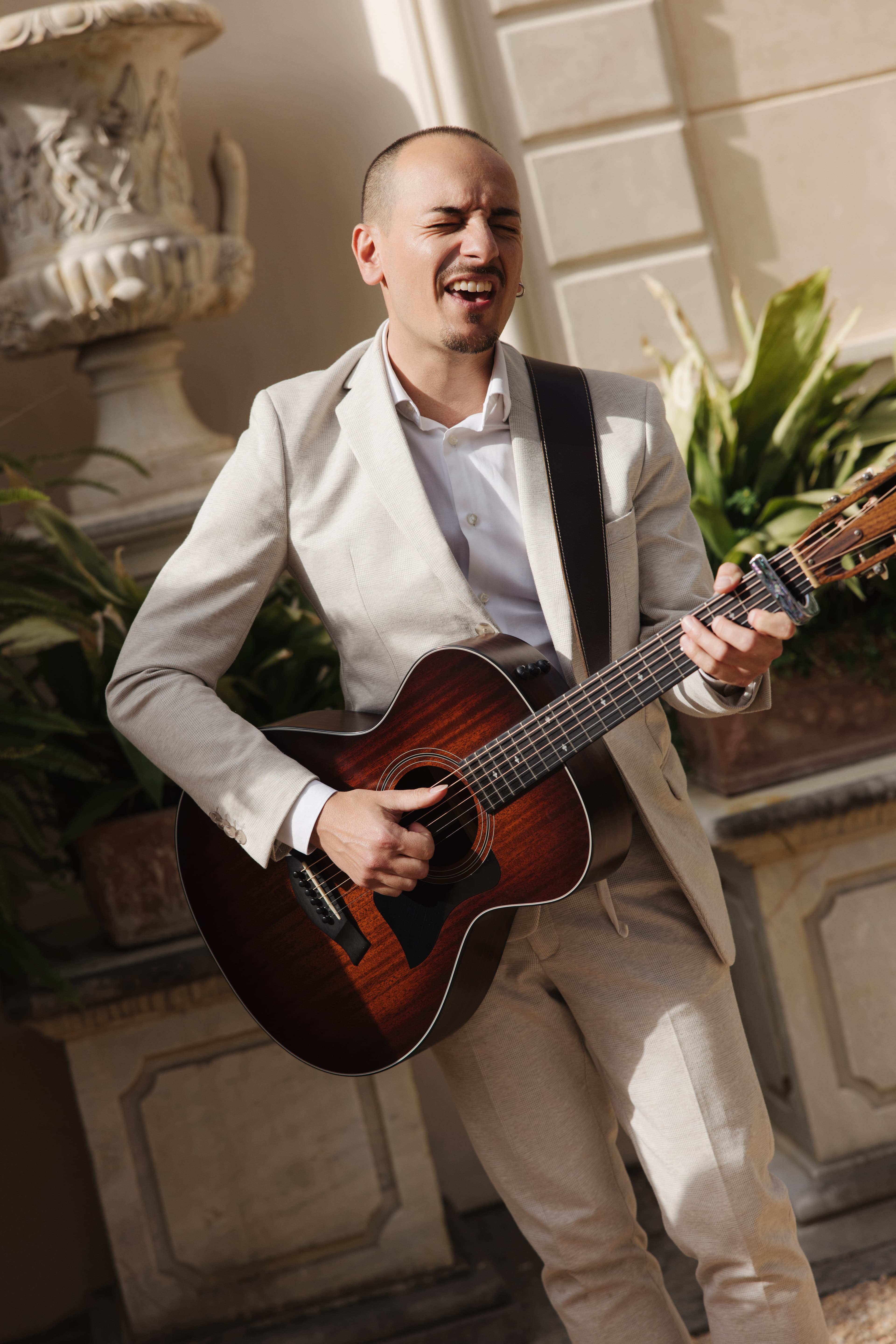 A musician in the courtyard
