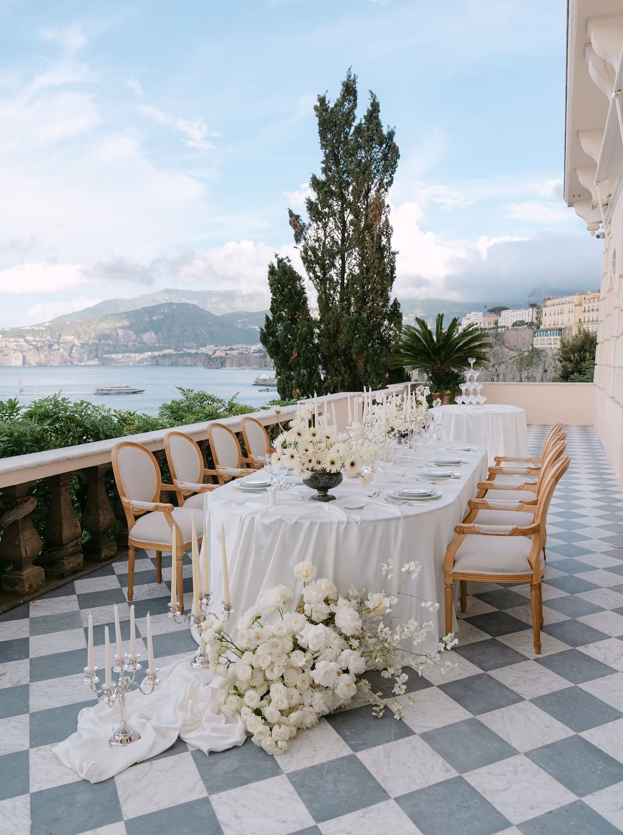 Sorrento terrace table at golden hour
