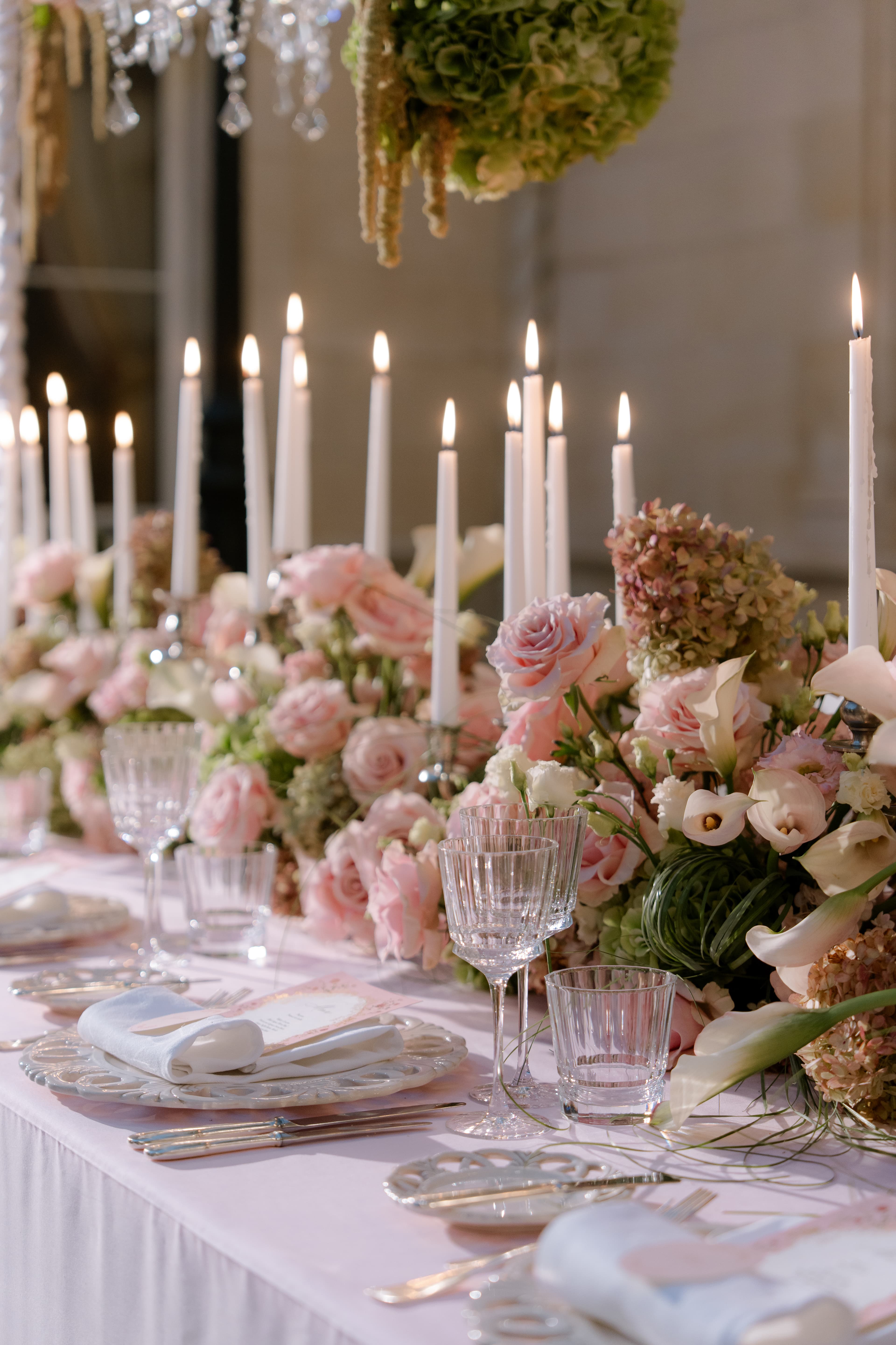 Pink florals and crystal